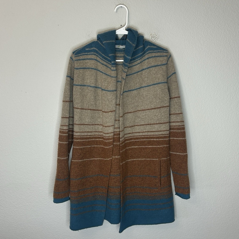 Horny Toad Heartfelt Hoodie 100% Boiled Lambswool Cardigan Sweater Sz XS